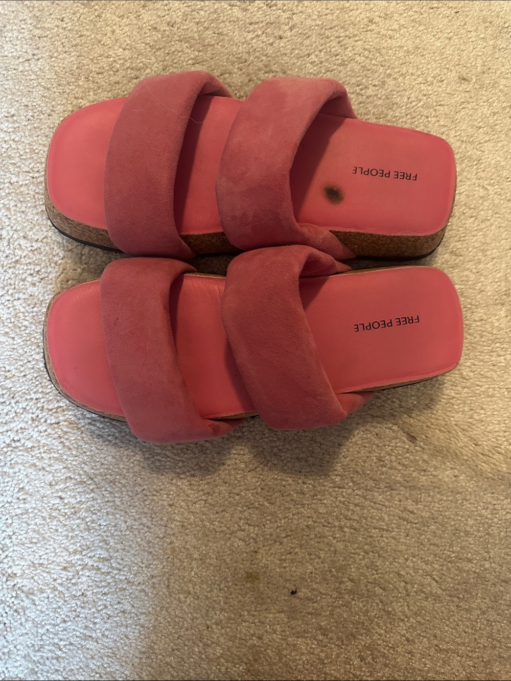 Free People Pink Double-Strap Platform Slide Sandals